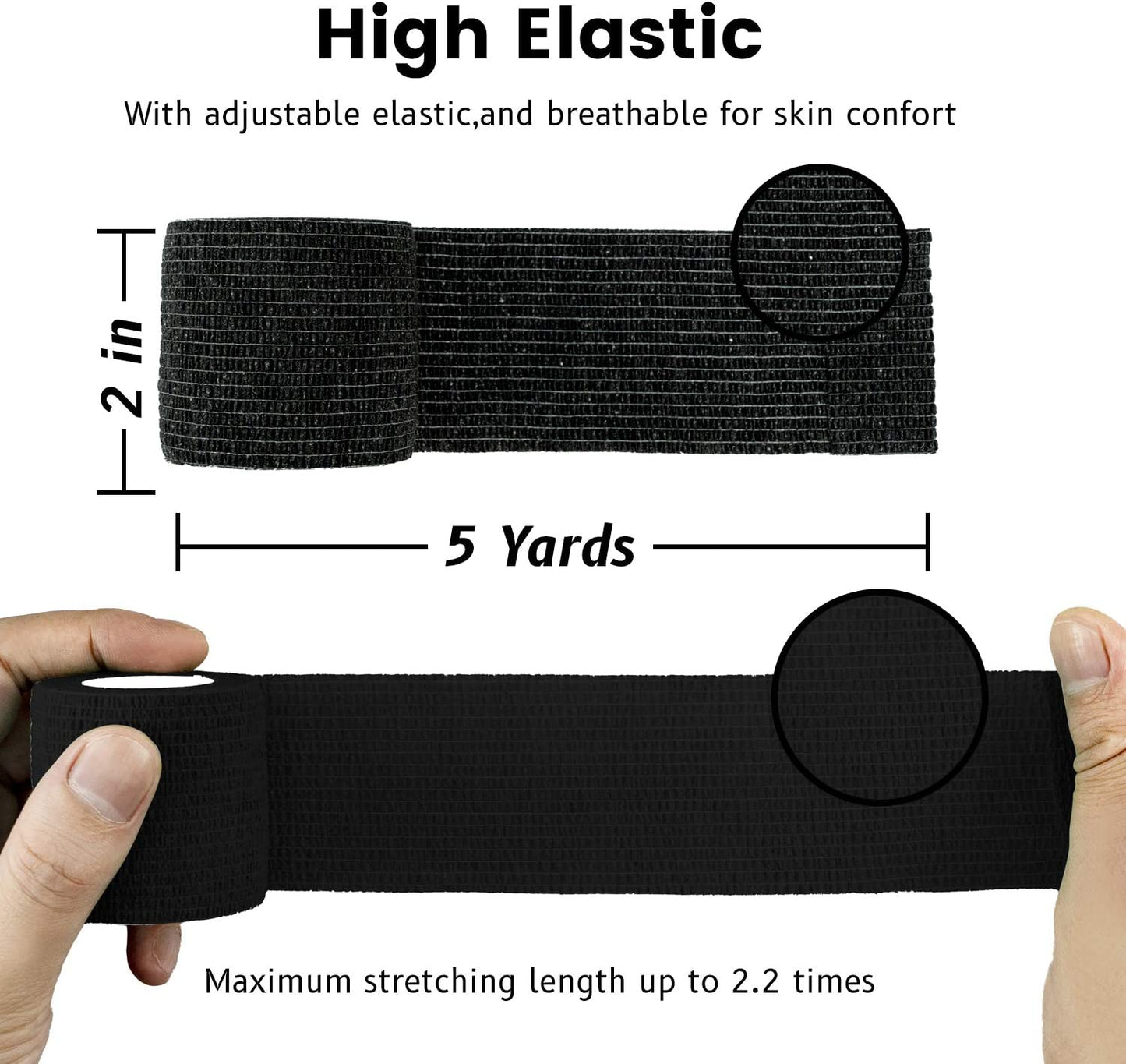 Black 2” Self-Adhesive Wrap - 12ct