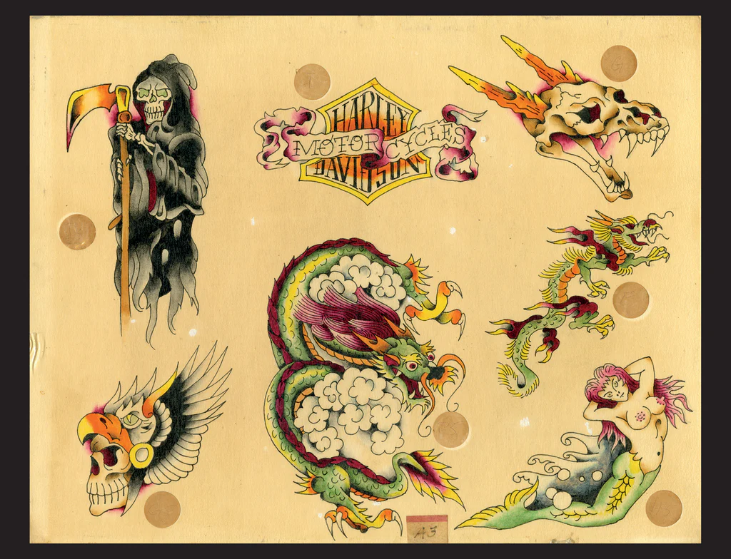 Original Tattoo Flash of John W. Harden: Outlaw Ink Master